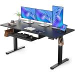 ErGear Large Electric Standing Desk with Keyboard Tray, 63x28 Inches Adjustable Height Sit Stand Up Desk, Home Office Desk Computer Workstation, Black