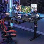 ErGear Large Electric Standing Desk with Keyboard Tray, 63x28 Inches Adjustable Height Sit Stand Up Desk, Home Office Desk Computer Workstation, Black