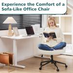 OLIXIS Criss Cross Chair with Wheels Wide Cross Legged Office Desk Vanity Chair Comfy Fabric Armless Adjustable Swivel for Home Computer Task Fabric Beige