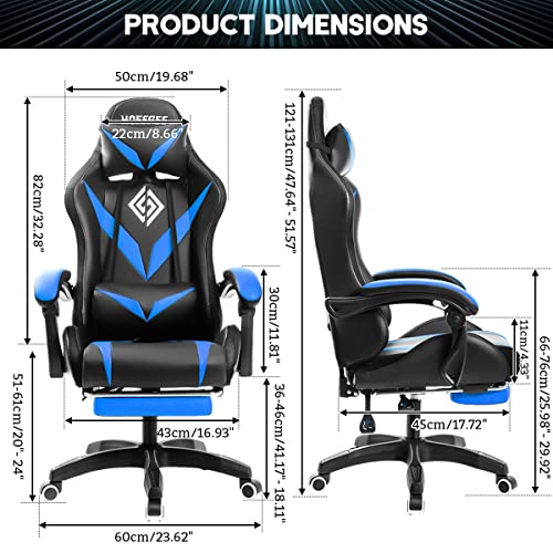 HOFFREE Ergonomic LED Gaming Chair with Footrest