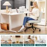 OLIXIS Criss Cross Chair with Wheels Wide Cross Legged Office Desk Vanity Chair Comfy Fabric Armless Adjustable Swivel for Home Computer Task Fabric Beige