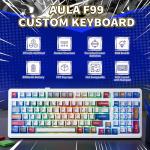 Aula F99 Mechanical Gaming Keyboard, Wireless Creamy Keyboard Hot Swappable Custom Bluetooth Computer Keyboards, Tri-Mode BT5.0/2.4GHz/USB-C, Pre-lubed Linear Switches, RGB Backlit, Gasket Structure