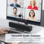 INGA Computer Speakers with Detachable Mic, Plug and Play Desktop Speakers, One-Touch Mute Microphone, Stereo & Bass, Easily Clamps to Monitor, Compatible with PC, MAC, Laptop