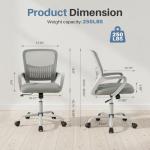 DUMOS Home Office Computer Chair - Ergonomic Mid Back Desk with Lumbar Support and Rocking Mode, Height Adjustable with Fixed Armrest, for Conference Meeting Room, 360° Swivel, Adults, Grey