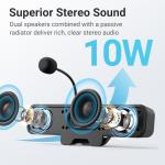 INGA Computer Speakers with Detachable Mic, Plug and Play Desktop Speakers, One-Touch Mute Microphone, Stereo & Bass, Easily Clamps to Monitor, Compatible with PC, MAC, Laptop
