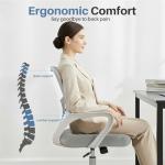 DUMOS Home Office Computer Chair - Ergonomic Mid Back Desk with Lumbar Support and Rocking Mode, Height Adjustable with Fixed Armrest, for Conference Meeting Room, 360° Swivel, Adults, Grey