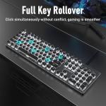 SEUNKWANG EWEADN TK100 Typewriter Keyboard Wired Mechanical Keyboard, 104 Keys Aesthetic Typewriter Keyboards with White Backlit, Anti-Ghosting, Blue Switch Wired Cute Keyboards-Black