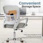 DUMOS Home Office Computer Chair - Ergonomic Mid Back Desk with Lumbar Support and Rocking Mode, Height Adjustable with Fixed Armrest, for Conference Meeting Room, 360° Swivel, Adults, Grey