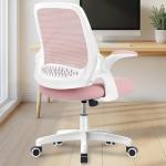 NEO CHAIR Office Desk Computer Gaming Ergonomic Chair with Lumbar Back Support Adjustable Height Swivel Wheels Flip-up Arms Mesh Chair for Home or Office (Pink)