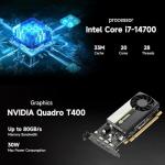 Lenovo ThinkStation P3 Tiny Workstation Desktop (NVIDIA T400 Graphics, Intel Core i7-14700, 64GB RAM, 2TB SSD) Business ThinkCentre Mini PC, Wi-Fi, Ethernet, Up to 5 Displays, Support 4K, Win 11 Pro