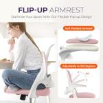 NEO CHAIR Office Desk Computer Gaming Ergonomic Chair with Lumbar Back Support Adjustable Height Swivel Wheels Flip-up Arms Mesh Chair for Home or Office (Pink)