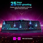Dacoity Gaming Keyboard, Full Size RGB Backlit Quiet Computer Keyboard, Wrist Rest, Silent Keys, Multimedia Keys, Anti-ghosting, Waterproof Light Up USB Wired Keyboard for PC Mac Xbox Gamer Office