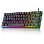 MageGee Mini 60% Gaming Keyboard, RGB Backlit 61 Key Ultra-Compact Keyboard, TS91 Ergonomic Waterproof Mechanical Feeling Office Computer Keyboards for PC, MAC, PS4, Xbox ONE Gamer(Black)