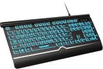 TECKNET Large Print Backlit Keyboard, Wired USB-A Computer Keyboard with Wrist Rest, 7-Color Backlit, Oversized Letter Keys Easy to See, Plug-and-Play, Silent, Light Up Keyboard for Windows/PC/Laptop