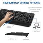 EDJO Wireless Keyboard, 2.4G Ergonomic Full Size Wireless Computer Keyboard with Wrist Rest for Windows, Mac OS Desktop/Laptop/PC（Black）