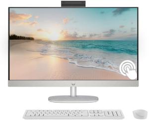 HP 27" FHD Touchscreen All-in-One Desktop Computer, Quad-Cores Ryzen 5 7520U, Windows 11, Wireless Keyboard & Mouse, Silver (AMD Ryzen 5, 16GB RAM | 2TB SSD)