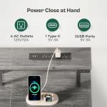 Huuger 55 Inch Computer Desk with Power Outlets and LED Lights, Gaming Desk with 4 Drawers, Office Desk with Monitor Stand, Study Work, Home Office, Gray