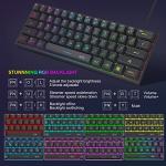 MageGee Mini 60% Gaming Keyboard, RGB Backlit 61 Key Ultra-Compact Keyboard, TS91 Ergonomic Waterproof Mechanical Feeling Office Computer Keyboards for PC, MAC, PS4, Xbox ONE Gamer(Black)