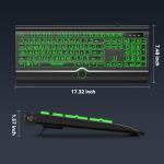 TECKNET Large Print Backlit Keyboard, Wired USB-A Computer Keyboard with Wrist Rest, 7-Color Backlit, Oversized Letter Keys Easy to See, Plug-and-Play, Silent, Light Up Keyboard for Windows/PC/Laptop