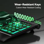 TECKNET Large Print Backlit Keyboard, Wired USB-A Computer Keyboard with Wrist Rest, 7-Color Backlit, Oversized Letter Keys Easy to See, Plug-and-Play, Silent, Light Up Keyboard for Windows/PC/Laptop