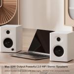 NSY Audio Computer Speakers for Desktop PC, 60W Bluetooth Surround Sound Speakers with Bass, Compact Active Bookshelf Speakers for Office, Monitors, Laptop, Gaming, TV, Gifts (White, Pair)