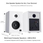 NSY Audio Computer Speakers for Desktop PC, 60W Bluetooth Surround Sound Speakers with Bass, Compact Active Bookshelf Speakers for Office, Monitors, Laptop, Gaming, TV, Gifts (White, Pair)