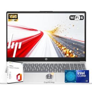 HP Latest 15.6" FHD Laptop with Microsoft Office | Intel 13th 8 Cores i3 CPU (Beat 11th i5) | 16GB RAM | 256GB SSD | AI Copilot Key | Fingerprint Reader | Wi-Fi 6 | Windows 11 | No Mouse