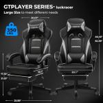 GTPLAYER Gaming Chair with Footrest, Big and Tall Game Chair 350lb Racing Style Computer Chair, Ergonomic Executive Office Chair High Back with Lumbar Support and Recliner, Light Gray