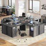 YITAHOME L Shaped Desk with Power Outlets, 60 Inch Computer Desk Corner Desk with File Drawer, Home Office Desk with Monitor Stand & Storage Shelves, L-Shaped Desk with File Cabinet, Grey