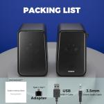 ROSON Computer Speaker, Compact Size Speaker with Headphone Jack, Enhanced Bass and Volume Control, Stereo 2.0 USB Powered 3.5mm Aux Multimedia Speakers for Laptop/Desktop/Tablets/Phone