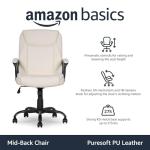 AmazonBasics Classic Puresoft PU-Padded Mid-Back Office Computer Desk Chair with Armrest - Cream