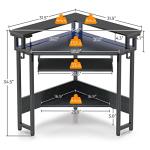 Rolanstar Corner Desk,44.5" W x 34.5" H Small Computer Desk with Power Outlets, Gaming Desk with LED Lights, Triangle Corner Table with Keyboard Tray & Monitor Stand for Small Space, Black