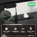 Rolanstar Corner Desk,44.5" W x 34.5" H Small Computer Desk with Power Outlets, Gaming Desk with LED Lights, Triangle Corner Table with Keyboard Tray & Monitor Stand for Small Space, Black