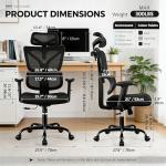 TECHREST Ergonomic Office Chair, Big and Tall Home Desk Chair, High Back Rolling Computer Chair with 2D Arms and Lumbar Support, Comfortable Gaming Chair, Swivel Mesh Chairs, Black