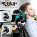 TECHREST Ergonomic Office Chair, Big and Tall Home Desk Chair, High Back Rolling Computer Chair with 2D Arms and Lumbar Support, Comfortable Gaming Chair, Swivel Mesh Chairs, Black