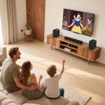 Jierben Bookshelf Speaker, 60W Active Bluetooth 5.4 Bookshelf Speaker, Wood Enclosure, 3D Subwoofer Surround Sound Bluetooth Speaker, for Home, Studio, Gaming, Set of 2, Black