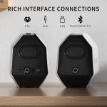 IBALL·BOX Computer Speakers for Desktop PC, Gaming PC Speakers for Desktop – USB-C, Bluetooth 5.3, 3.5mm AUX, AC Powered External Audio with Rich Stereo bass, Laptop/Mac, RGB Lights, White, 30W