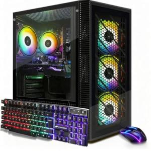 STGAubron Gaming PC Desktop Computer, Radeon RX 590 8G, Intel Core i7 up to 3.9G, 32GB RAM, 1TB SSD, WiFi 6, BT 5.0, RGB Fan x4, Windows 11 Home