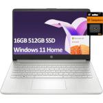 HP 14" Ultra-Light Laptop for Student & Home (Narrow-Bezel Display, Intel Pentium N5030, 16GB RAM, 512GB SSD, 1-Year Office 365) 11-Hr Long Battery Life, Webcam, Wi-Fi, IST Card, Win 11 Home, Silver