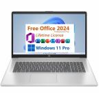 HP 17.3" FHD Display, Free Microsoft Office 2024 Lifetime License, Copilot AI Chat, 8GB LPDDR5 RAM, 512GB SSD, AMD Ryzen 5 Processor, Webcam, Numeric Keypad, Long Battery Life, Windows 11 Pro,Silver