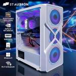 STGAubron Gaming PC Computer Desktop, AMD Ryzen 5 5500 up to 4.2GHz, GeForce RTX 3050 6G,16G DDR4, 1T SSD, WiFi 6 & BT 5.0, RGB Fan x6, Windows 11 Home,White