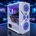 STGAubron Gaming PC Computer Desktop, AMD Ryzen 5 5500 up to 4.2GHz, GeForce RTX 3050 6G,16G DDR4, 1T SSD, WiFi 6 & BT 5.0, RGB Fan x6, Windows 11 Home,White