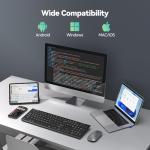 TECKNET Bluetooth Keyboard Rechargeable, 4-Device (2.4G+BT) Wireless Keyboard, Full Size Computer Keyboard with Stand, Ultra-Slim Quiet Typing, for PC/Laptop/Smart TV/Phone/Tablet, 12 Hotkeys