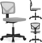 Sweetcrispy Office Desk Chair, Ergonomic Low-Back Mesh Rolling Work Swivel Chairs with Wheels, Armless Comfortable Seat Lumbar Support for Home, Bedroom, Study, Student, Adults,Classic Grey