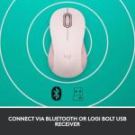 Logitech Signature M550 Wireless Mouse - for Small to Medium Sized Hands, 2-Year Battery, Silent Clicks, Bluetooth, Multi-Device Compatibility - Rose