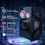 STGAubron Gaming PC Desktop Computer, Intel Core i7-6700 up to 4.0G, GeForce RTX 3060 12G, 32GB DDR4, 1TB SSD, WiFi, BT 5.0, RGB Fan x6, Windows 11 Home