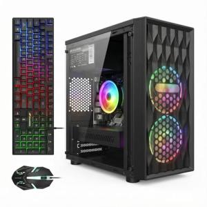 STGAubron Gaming PC Computer Desktop, Intel Core i7 8th Gen up to 4.1GHz, Radeon RX 590 8G, 16G DDR4, 512G SSD, WiFi 6 & BT 5.2, RGB Fan x2, Windows 11 Home
