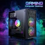 STGAubron Gaming PC Computer Desktop, Intel Core i7 8th Gen up to 4.1GHz, Radeon RX 590 8G, 16G DDR4, 512G SSD, WiFi 6 & BT 5.2, RGB Fan x2, Windows 11 Home