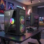 STGAubron Gaming PC Computer Desktop, Intel Core i7 8th Gen up to 4.1GHz, Radeon RX 590 8G, 16G DDR4, 512G SSD, WiFi 6 & BT 5.2, RGB Fan x2, Windows 11 Home