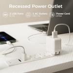 AODK 59 Inch Gaming Desk with USB Charging Ports & LED Light- Reversible Computer Desk with Storage Shelves & Monitor Stand, Modern Gamer Desk Table with Fabric Drawers & Side Hook, Carbon Fiber White